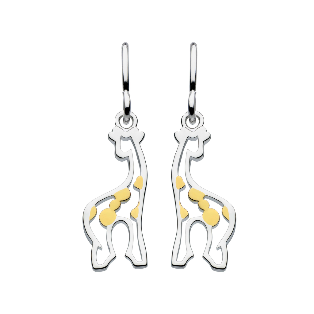 Dew Sterling Silver Giraffe Earrings with Gold Plate detail