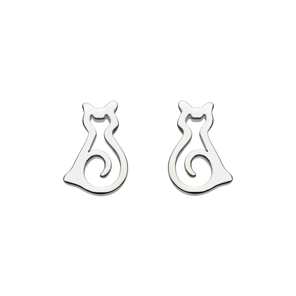 Dew Sterling Silver Cat Silhouette stud earrings