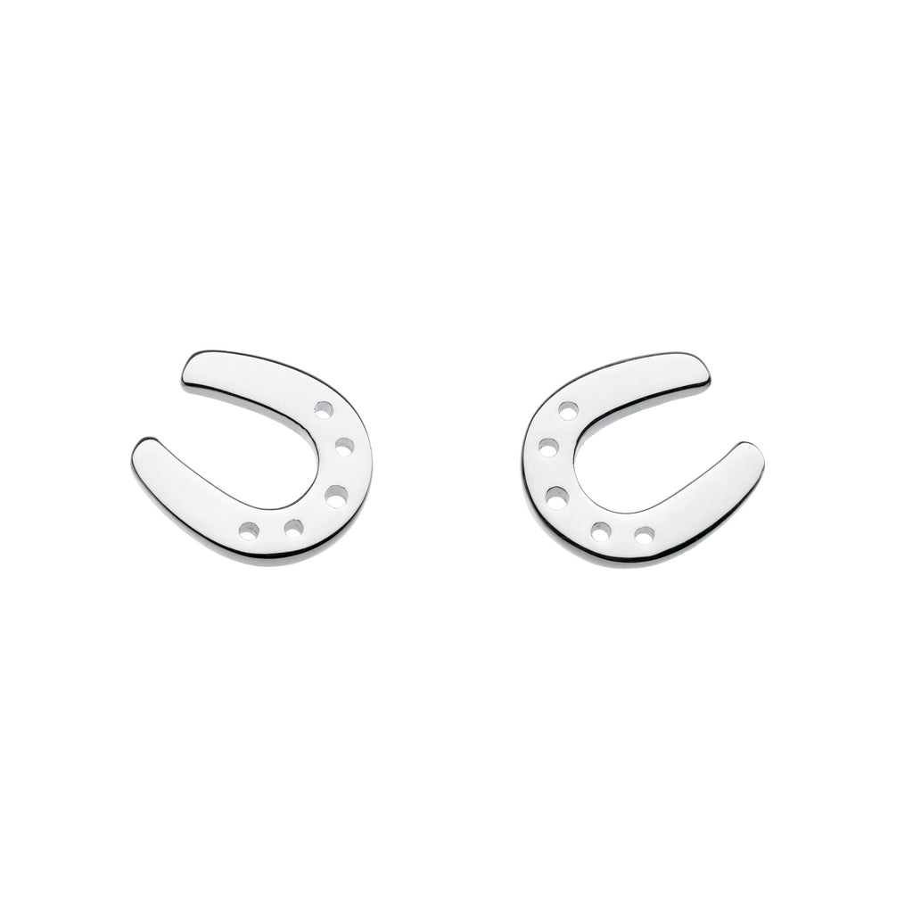 Dew Sterling Silver Hoofin' Around Horseshoe Stud Earrings