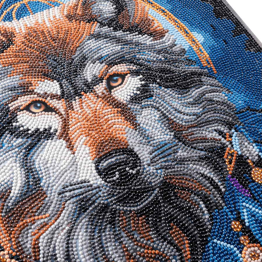 Enchanted Wolf Crystal Art completed close up