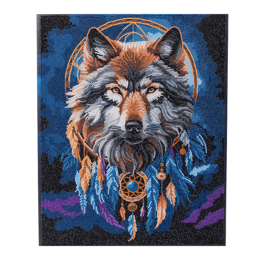 Enchanted Wolf Crystal Art completed as seen from front