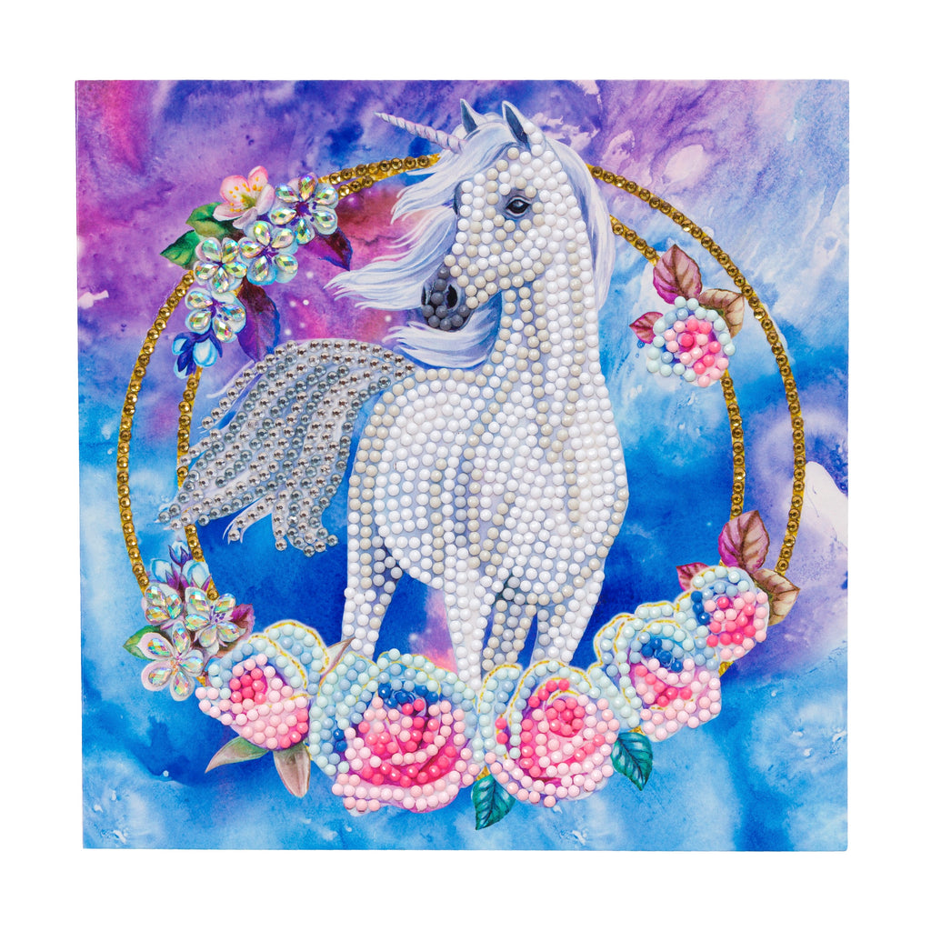 completed Unicorn Garland Crystal Art diamond painting greetings card