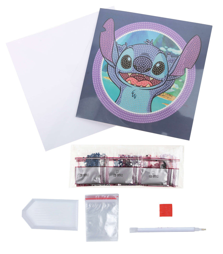 Stitch Crystal Art greetings card diamond painting kit contents