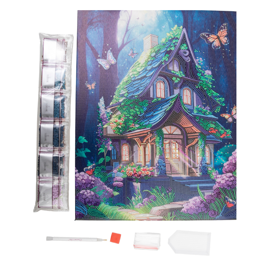 Fantasy House artwork with kit contents