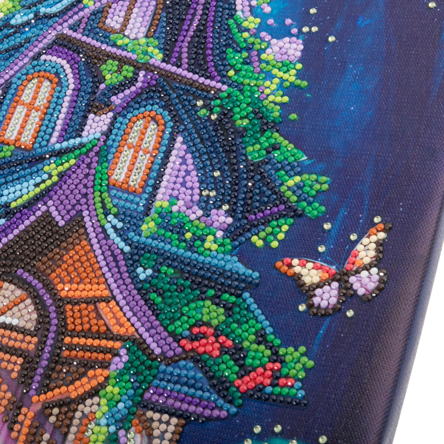 Close-up of Fantasy House with crystals added