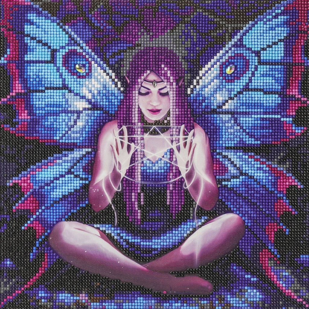 completed Spell Weaver Crystal Art 30cm canvas diamond painting kit, officially licensed by Anne Stokes
