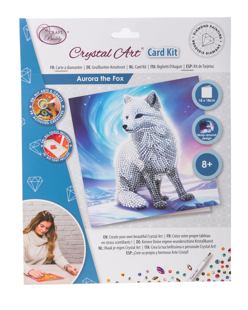 Crystal Art Card Kit packaging for Aurora the Fox Crystal Art greetings card