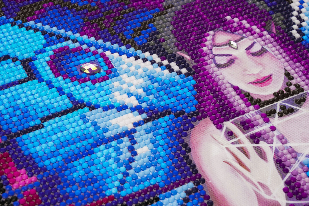 close up view of Spell Weaver Crystal Art 30cm canvas diamond painting craft kit