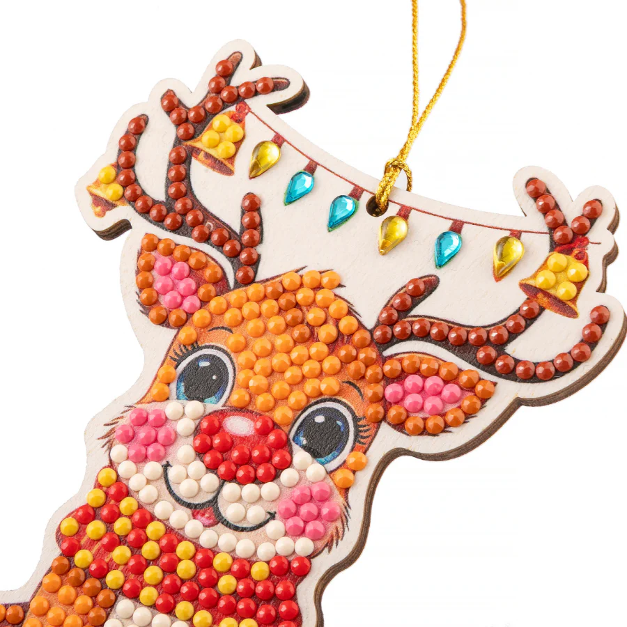 close up view of Merry Reindeer Crystal Art Christmas Buddy