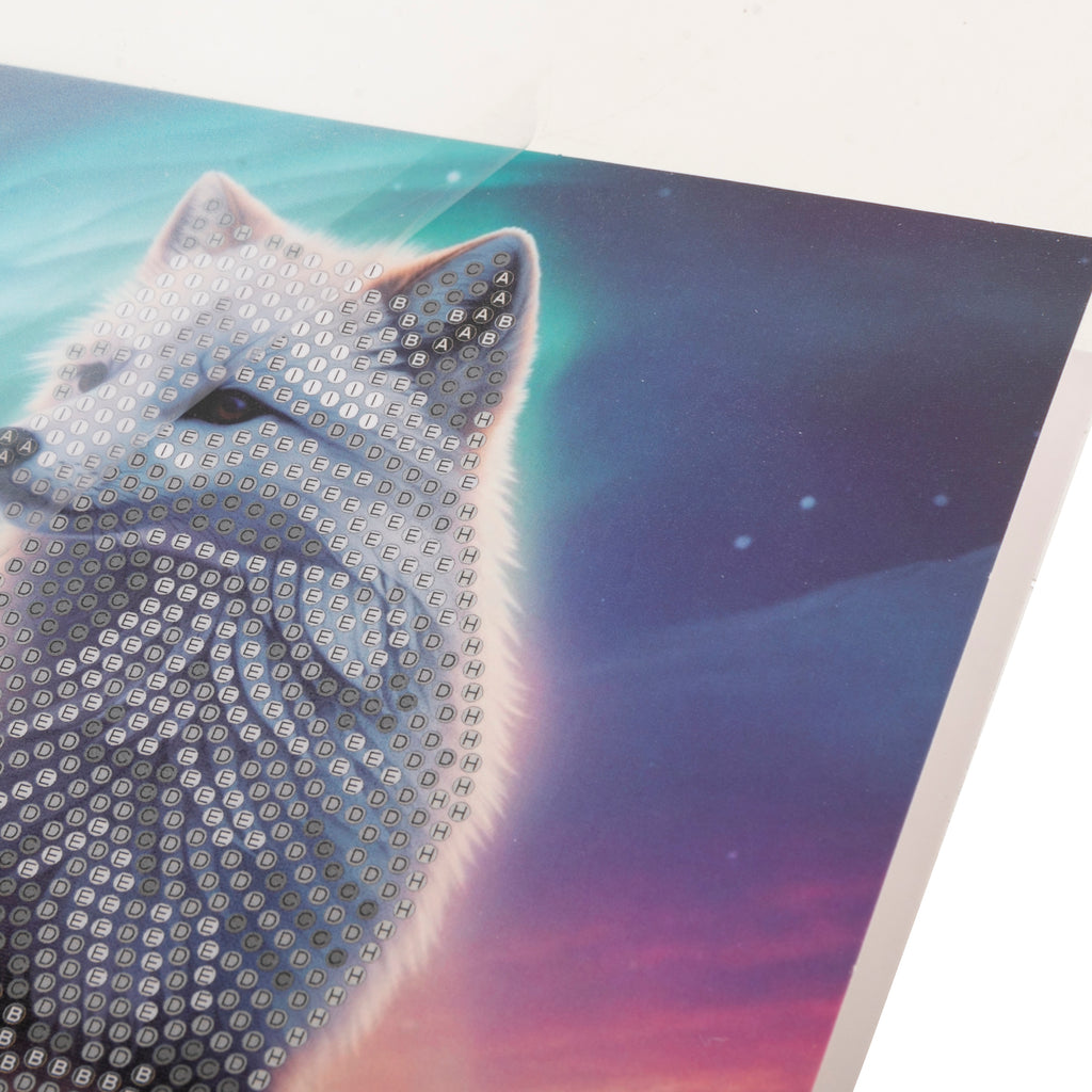 close-up of Aurora the Fox Crystal Art greetings card kit template