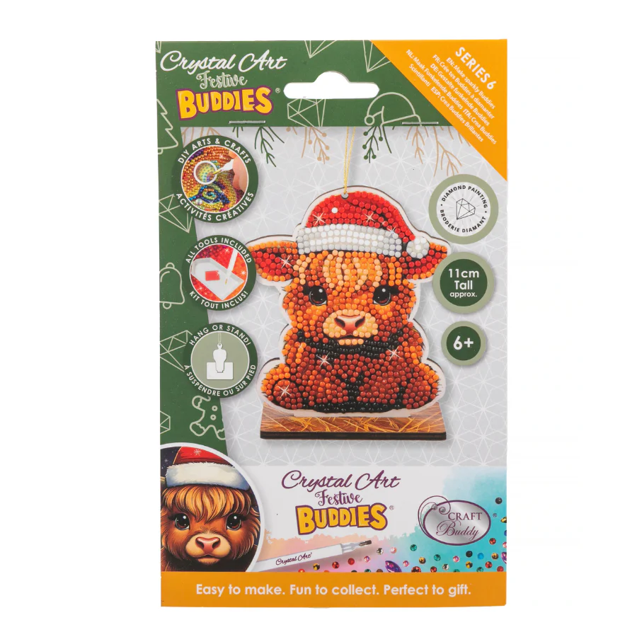 Packaging for Highland Cow Crystal Art Christmas Buddy decoration diamond painting kit