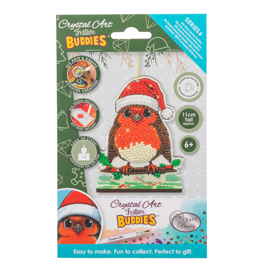 Packaging for Jolly Robin Crystal Art Christmas Buddy decoration diamond painting kit