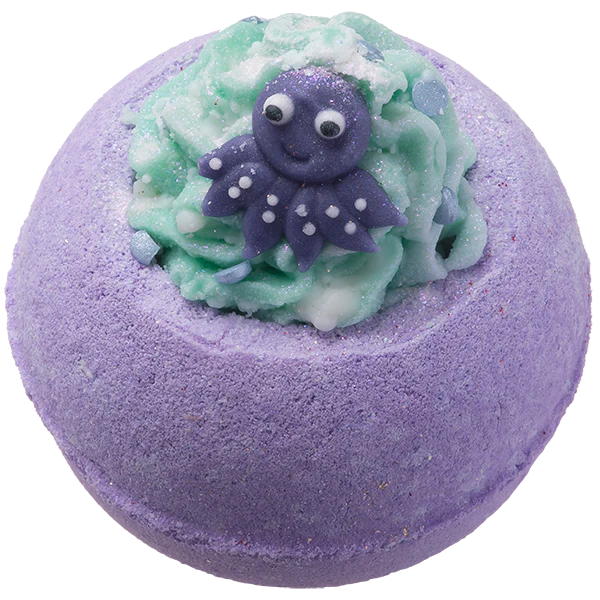 purple Let's Get Kraken Bath Blaster from Bomb Cosmetics, featuring octopus decoration