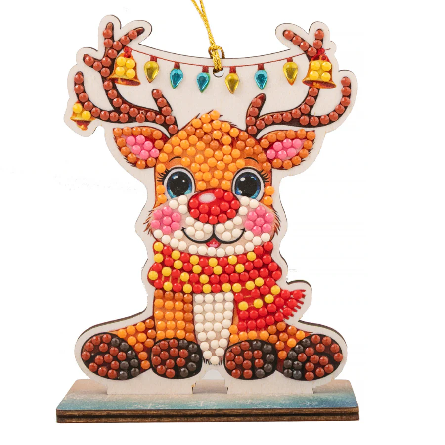 completed Merry Reindeer Crystal Art Christmas Buddy decoration