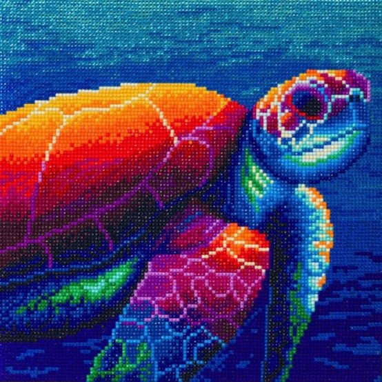 completed sea turtle crystal art canvas