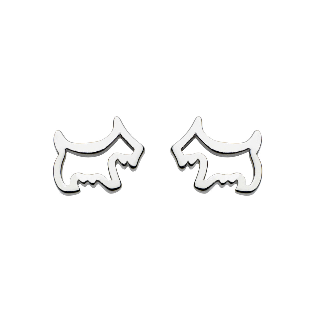 Dew Sterling Silver Scottie Dog Stud Earrings