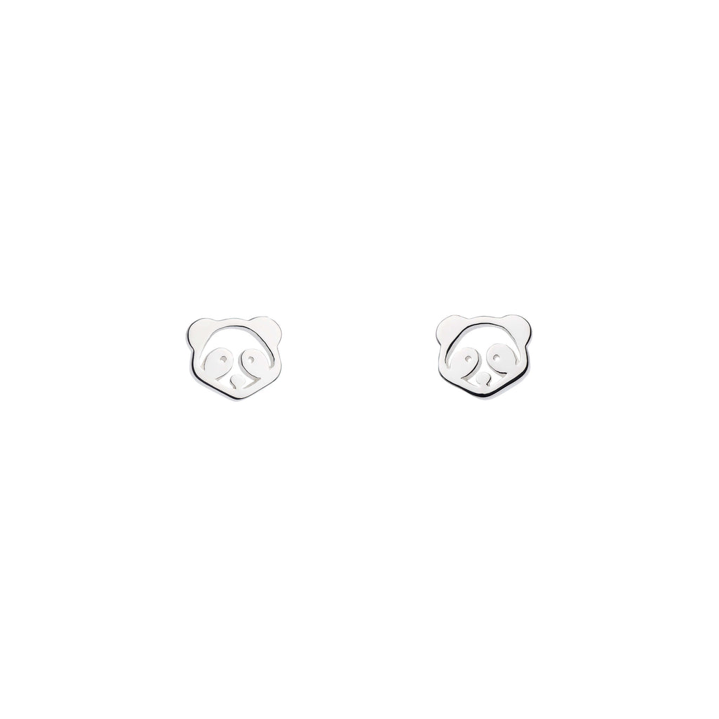 Dew Sterling Silver Panda Face Stud Earrings