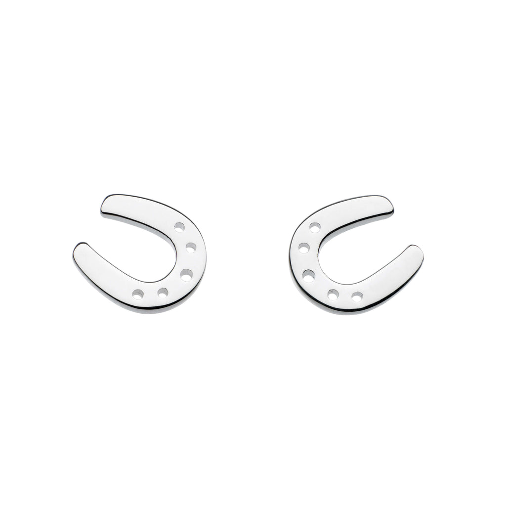 Dew Sterling Silver Horseshoe Stud Earrings