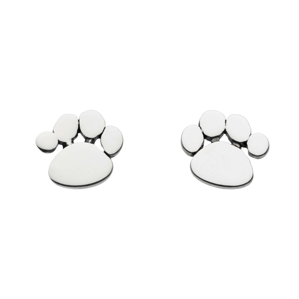 Dew Sterling Silver Charming Paw Print Stud Earrings