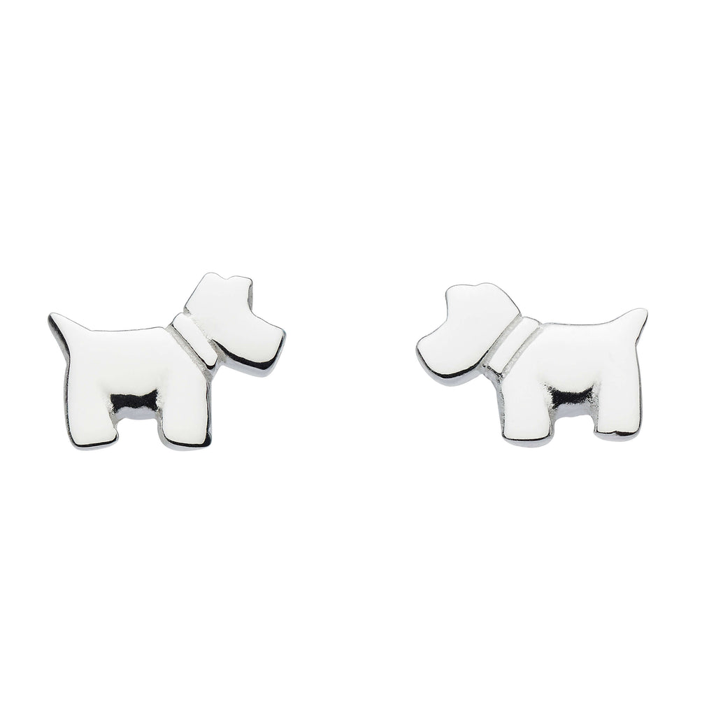 Dew Sterling Silver Dinky Mini Scottie Dog Stud Earrings
