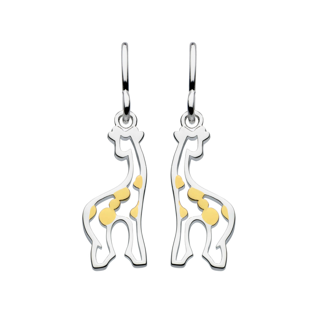 Dew Sterling Silver Giraffe Earrings with Gold Plate Markings detail