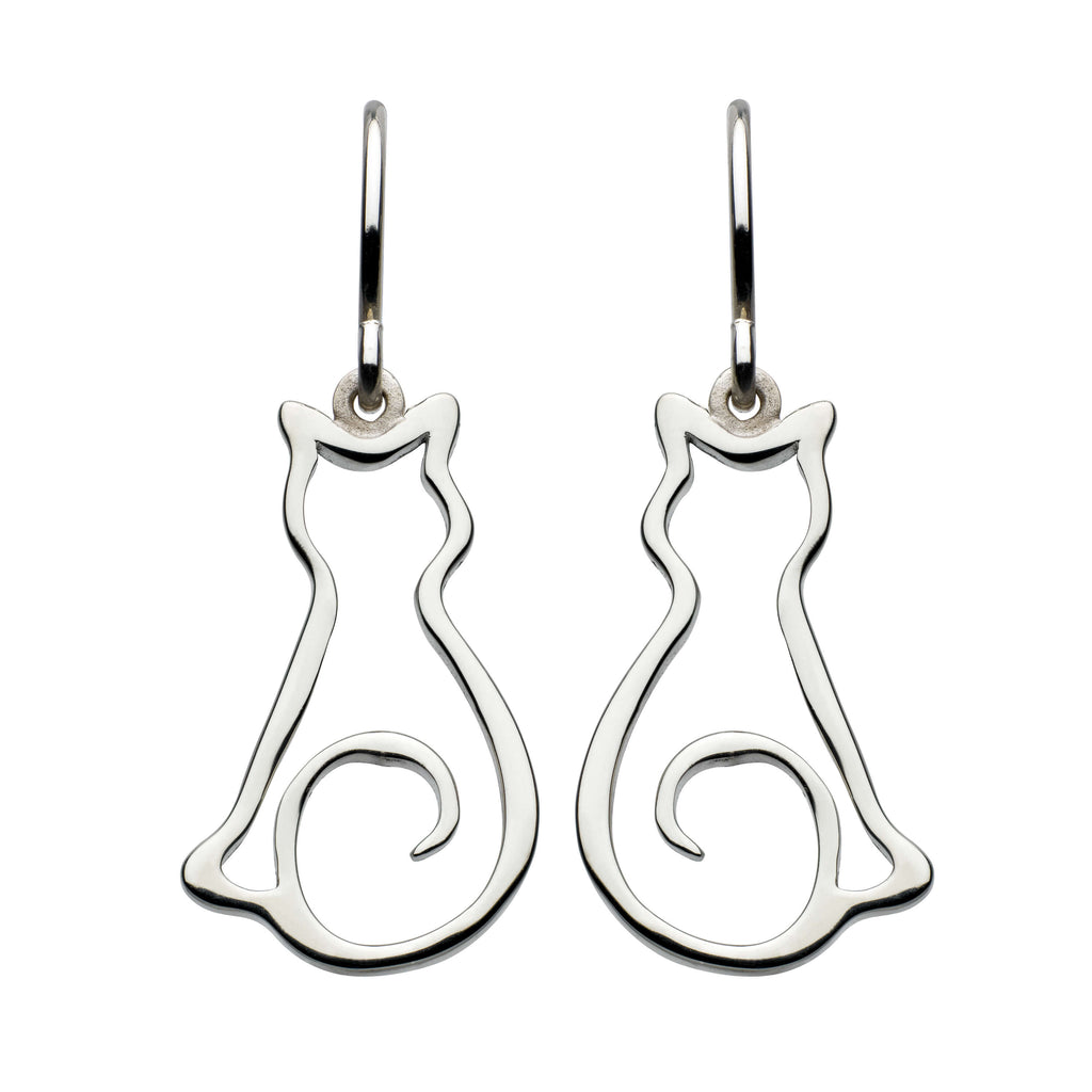Dew Sterling Silver Cat Silhouette Earrings