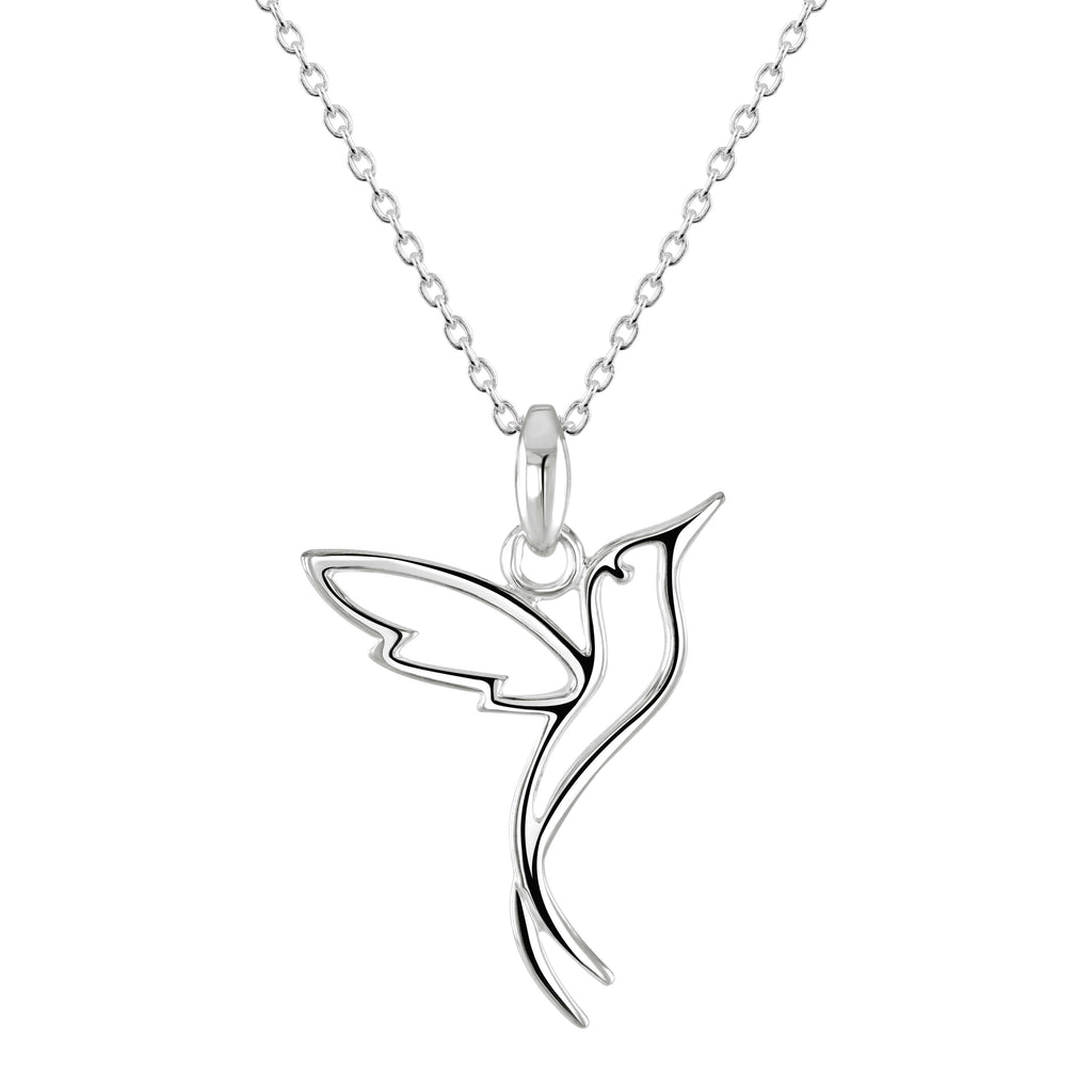 Dew Sterling Silver Hummingbird Pendant Necklace