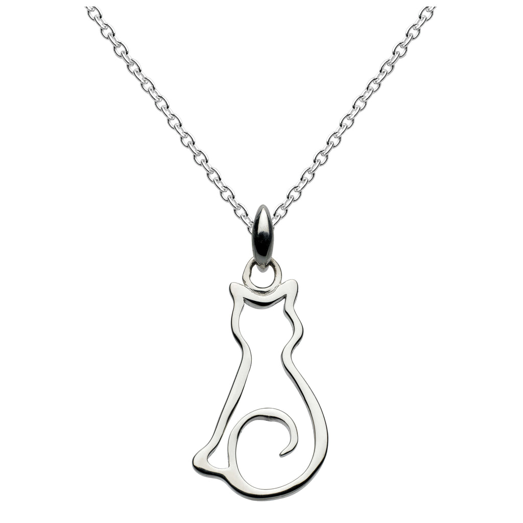 Dew Sterling Silver Cat Silhouette Pendant Necklace