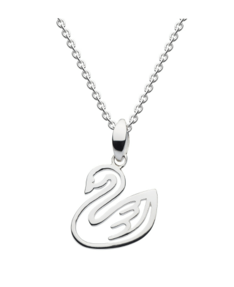 Dew Sterling Silver Swan outline pendant necklace