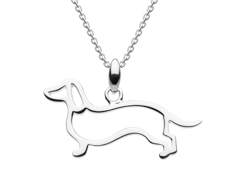 Dew Sterling Silver Dachshund silhouette pendant necklace