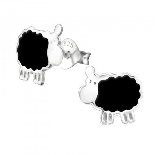 Sterling Silver Black Sheep Stud Earrings