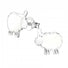 Sterling Silver White Sheep Stud Earrings