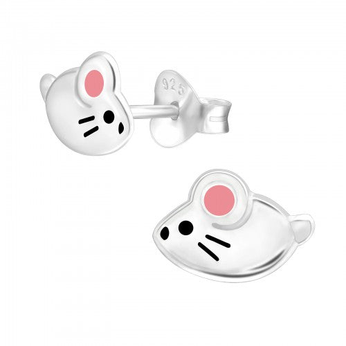 Sterling Silver Mouse Stud Earrings