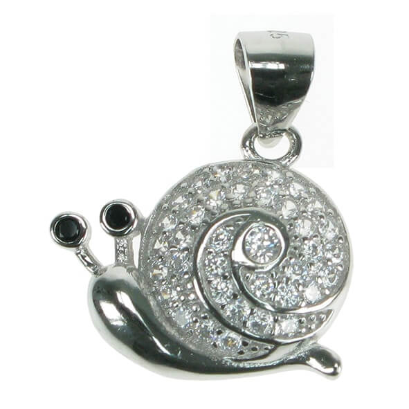Zilver Designs Snail Cute Pendant with Cubic Zirconia, pictured without chain