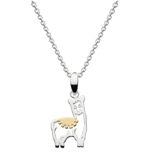 Dew Sterling Silver Alpaca pendant necklace with gold plate blanket detail
