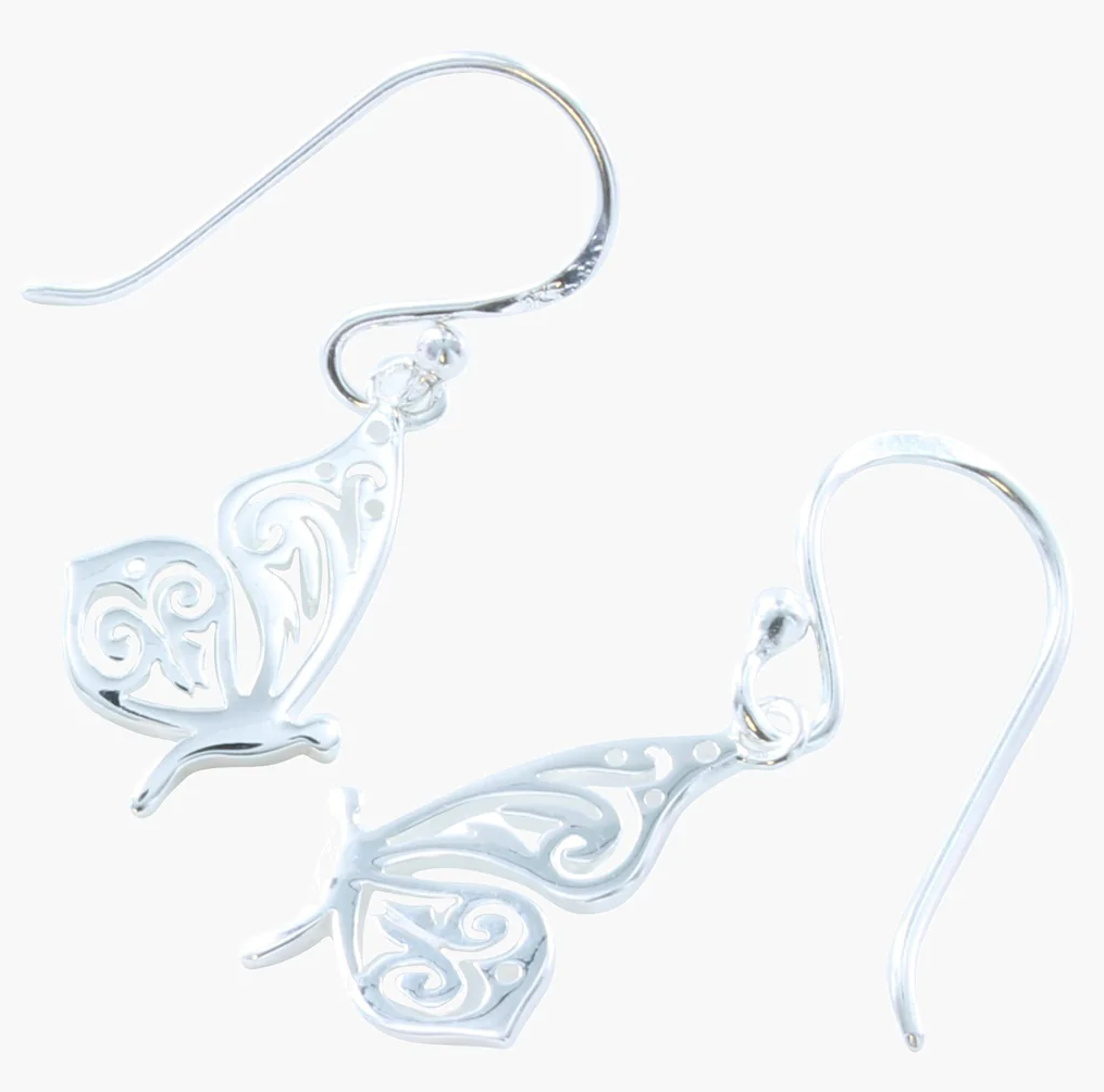 Reeves & Reeves sterling silver butterfly earrings
