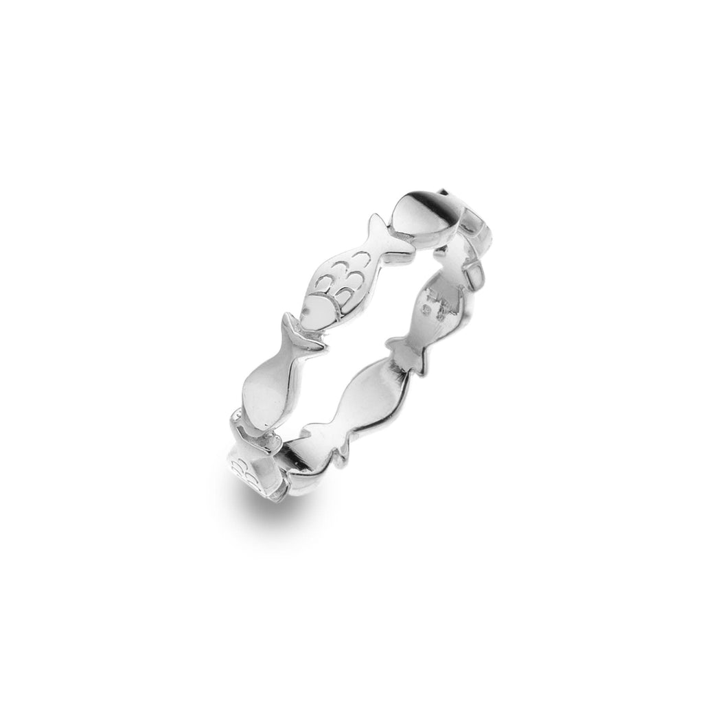 Silver Origins Cornish Catch Ring with alternating fish design