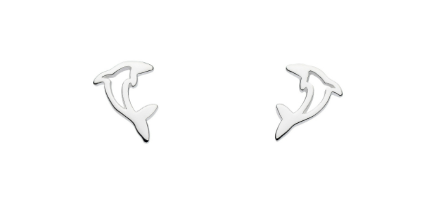 Dew Sterling Silver Dolphin silhouette stud earrings