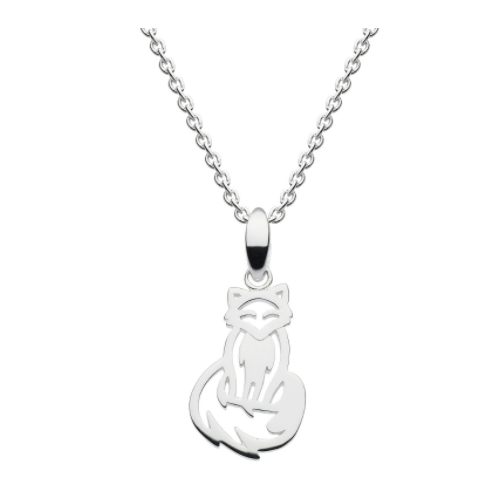 Dew Sterling Silver Fox Pendant Necklace