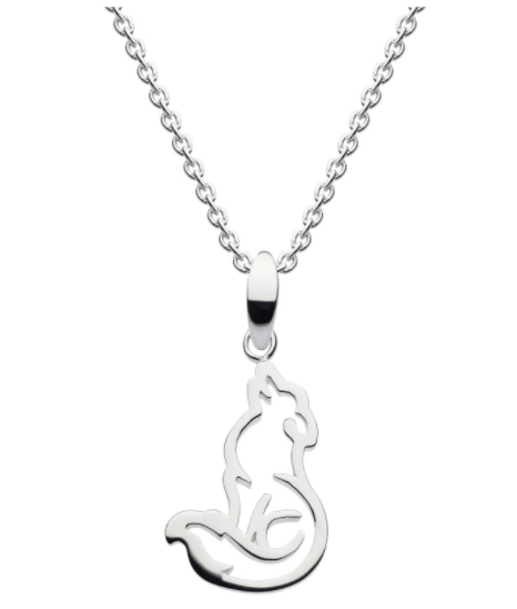 Dew Sterling Silver Howling Wolf Pendant Necklace