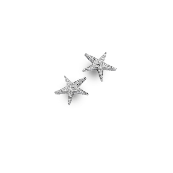 Silver Origins textured Sparkling Starfish stud earrings